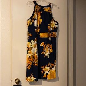 CB Navy and Yellow Midi Dress